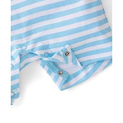 Babyhug 100% Cotton Knit Half Sleeves Romper Lion Print - Blue