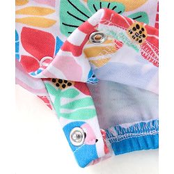 Babyhug 100% Cotton Knit Half Sleeves Romper With Kitten Print - Multicolour