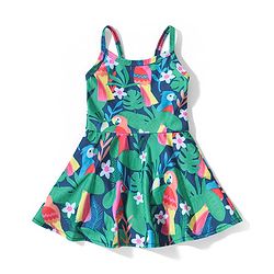 Babyhug Sleeveless Two Way Stretch Fabric Legged Frock Swimsuit Floral Print - Green