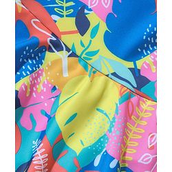 Babyhug Sleeveless Two Way Stretch Fabric Legged Frock Swimsuit Leaf Print - Multicolour