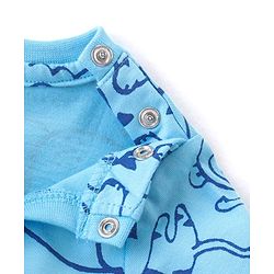 Babyhug Cotton Knit Single Jersey Half Sleeves Night Suit With Animals Print - Blue
