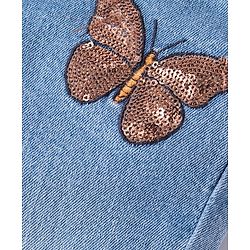 Babyhug Denim Full Length Jeans with Stretch Butterfly Applique - Blue