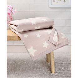 Babyhug Premium Knitted Cotton All Season Blanket Star Print - Beige White