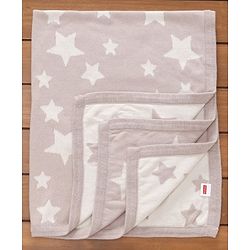 Babyhug Premium Knitted Cotton All Season Blanket Star Print - Beige White