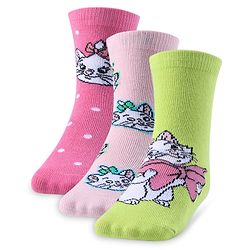 Cute Walk by Babyhug Disney Cotton Blend Knit Anti-Bacterial Ankle Length Socks Aristocats Marie Graphics Pack of 3 - Multicolour