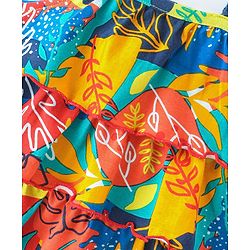 Babyhug 100% Cotton Knit Sleeveless Top with Frills & Tropical Theme- Multicolor