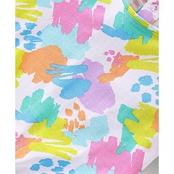 Babyhug Cotton Knit Half Sleeves Printed Top with Knot Detailing - Multicolour