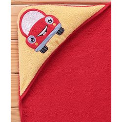 Babyhug Terry Hooded Towel Car Print L 76 x B 76 cm - Red