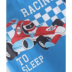 Babyhug Cotton Knit Single Jersey Half Sleeves Night Suit With F1 Racing Print - Blue