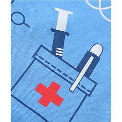 Babyhug Single Jersey Knit Half Sleeves Nightsuit Doctor Print - Blue