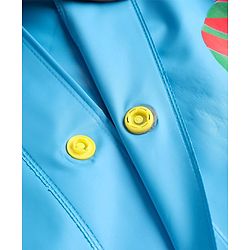 Babyhug Full Sleeves Below Knee Length Raincoat Astronaut Print - Blue