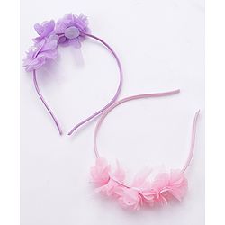 Babyhug Flower Applique Headbands Pack of 2 - Pink & Red