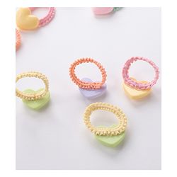 Babyhug Free Size Rubber Bands Set with Heart Applique Pack of 10 - Multicolor