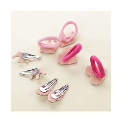 Babyhug Free Size Snap Clips with Rubber Band with Sequined Heart & Crown Applique Pack of 8 - Multicolour