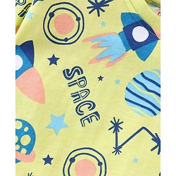 Babyhug Cotton Half Sleeves Night Suit Space Print - Green