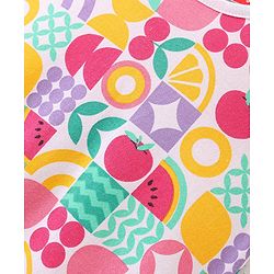 Babyhug Single Jersey Knit Cap Sleeves Nighty Watermelon Print - Multicolor