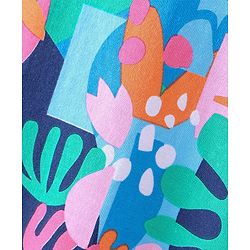 Babyhug Cotton Knit Cap Sleeve Nighty With Tropical Theme-Multicolor
