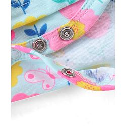 Babyhug 100% Cotton Knit Sleeveless Frock Style Onesie with Floral Print - Multicolour