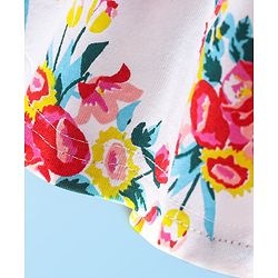 Babyhug Cotton Knit Full Sleeves Jacket With Frock Floral Print - White