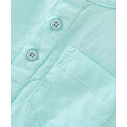 Babyhug Cotton Linen Half Sleeves Solid Kurta Shirt- Mint