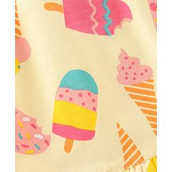Babyhug 100% Cotton Woven Half Sleeves Cropped Top With Smocking, Lace Detailing & Ice Cream Print - Yellow