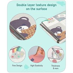 Babyhug Premium Reversible Foldable Waterproof Floor mat- 6 ft x 5 ft| Thickness 8 mm| Education Theme| Colorful| Learn and Play Mat| Soft Foam and Anti-Slip Mat|Baby Massage| Easy to Carry Bag| 0-12 Years| BIS Certified