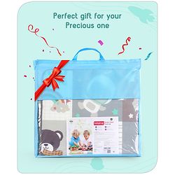 Babyhug Premium Reversible Foldable Waterproof Floor mat- 6 ft x 5 ft| Thickness 8 mm| Education Theme| Colorful| Learn and Play Mat| Soft Foam and Anti-Slip Mat|Baby Massage| Easy to Carry Bag| 0-12 Years| BIS Certified