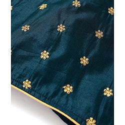 Babyhug Woven Sleeveless Floral Embroidered Halter Neck Choli with Lehenga and Net Dupatta Set - Teal Blue
