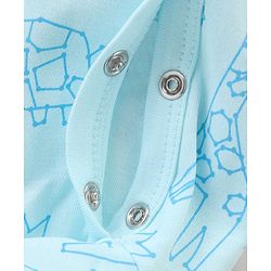 Babyhug Interlock Cotton Knit Full Sleeves Lion Printed Sleep Suit - Blue