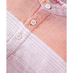 Babyhug Cotton Woven Half Sleeves Striped Kurta Shirt - Multicolor