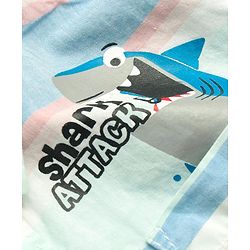 Babyhug Cotton Half Sleeves Striped Shirt with Shark Print -Multicolour