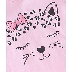 Babyhug Cotton Knit Half Sleeves Night Suit Kitty Print - Pink
