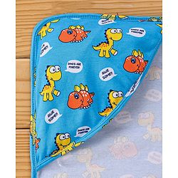 Babyhug Interlock Hooded Wrappers With Dino Print L 76.2 x B 76.2 cm - Blue