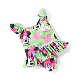 Babyhug Disney Flutter Sleeves Frock Swimsuit with Minnie Mouse Print - Multicolour