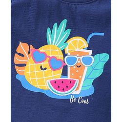 Babyhug Cotton Knit Half Sleeves Top with Pineapple Graphics - Navy Blue