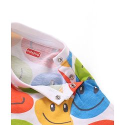 Babyhug Single Jersey Half Sleeves Night Suit Smiley Face Print - Multicolor