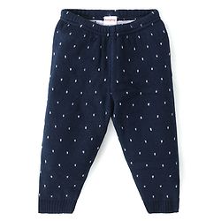 Babyhug Knitted Full Length Printed Fleece Bottom - Blue