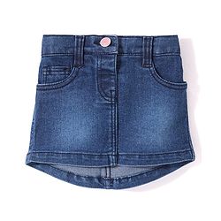Babyhug Mid Thigh Length Solid Color Stretchable Denim Skirt - Dark Blue