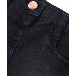 Babyhug Mid Thigh Length Solid Color Stretchable Denim Skirt - Dark Blue