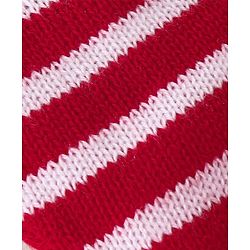 Babyhug Sweater Knit Footed Fleece & Woollen Striped Pant - Red