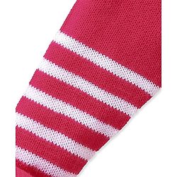 Babyhug Knit Striped Footed Leggings - Dark Pink