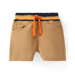 Babyhug Twill Woven Stretchable Solid Shorts - Khaki