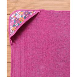 Babyhug Woven Terry Towel With Hood Floral Print L 76.2 x B 76.2 cm - Pink