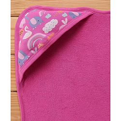 Babyhug Woven Terry Towel With Hood Animal Print L 76.2 x B 76.2 cm - Pink