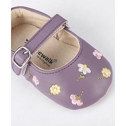Cute Walk by Babyhug Buckled Booties Floral Embroidery - Purple