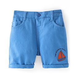 Babyhug Twill Mid Thigh Shorts Boat Print - Blue