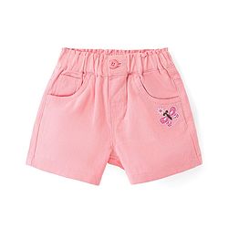 Babyhug Woven Mid Thigh Length Butterfly Embroidered Stretchable Shorts - Pink