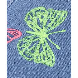 Babyhug Denim Mid Thigh Length Shorts With Stretch Butterfly Embroidery - Blue