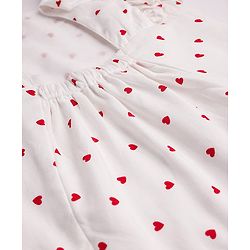 Babyhug All Over Heart Print with Frill - White & Pink