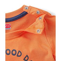 Babyhug Cotton Knit Full Sleeves Lion Printed Night Suit - Orange